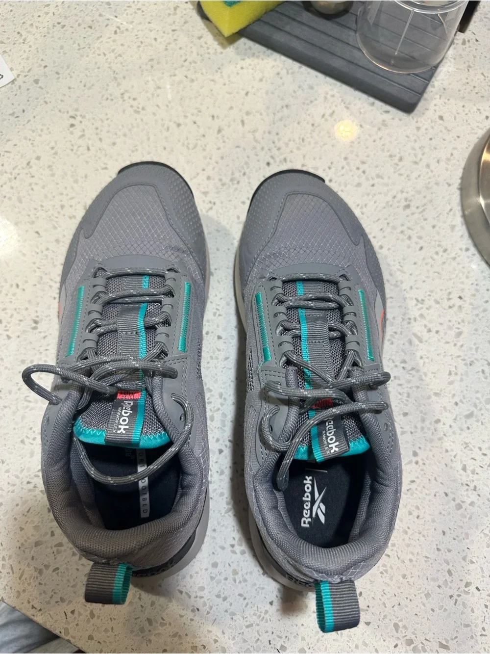 Reebok Women's Gray Athletic Sneakers with Teal Accents